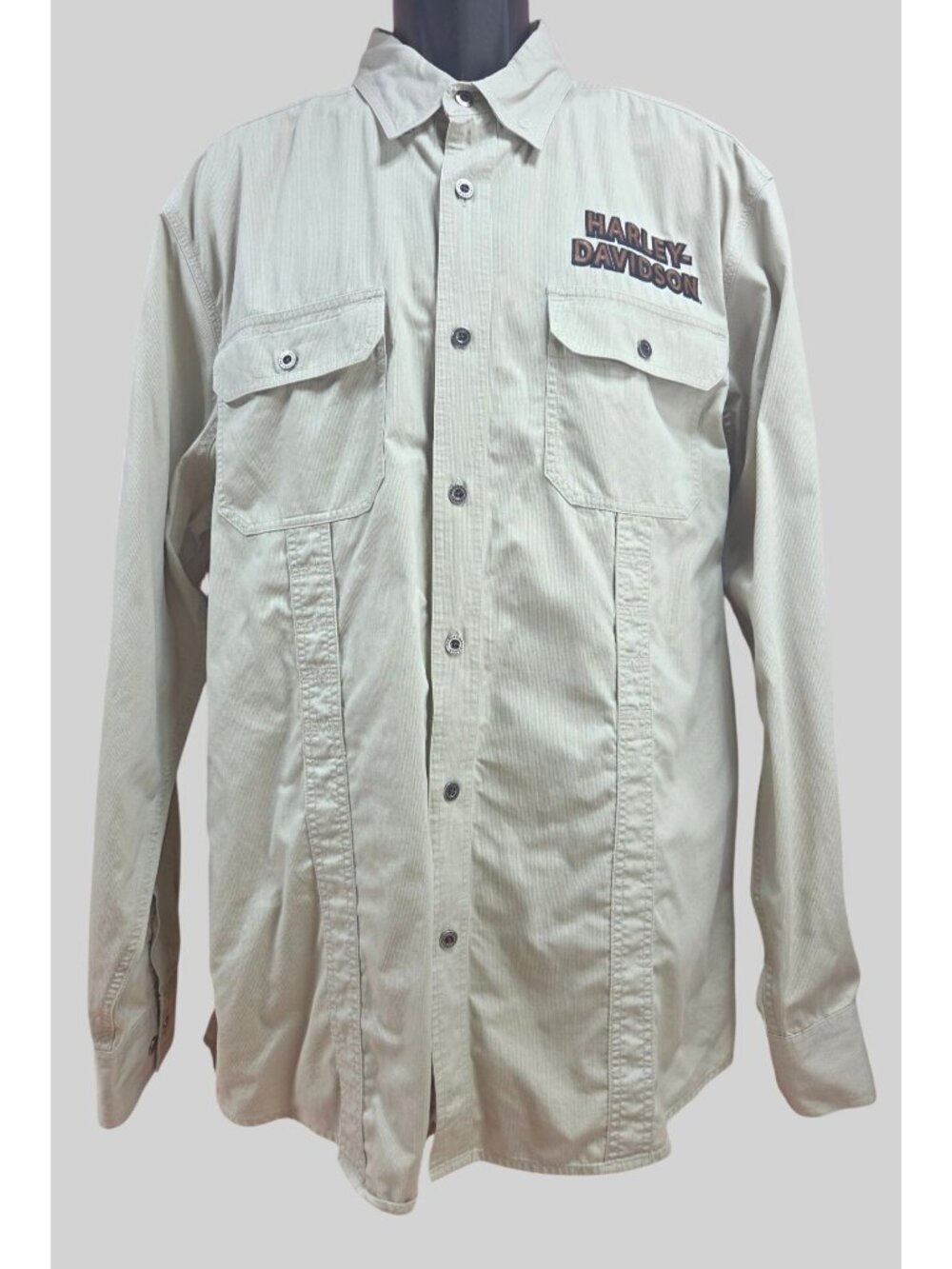 Harley-Davidson Mens Beige Long Sleeve Button-Up Shirt XLT